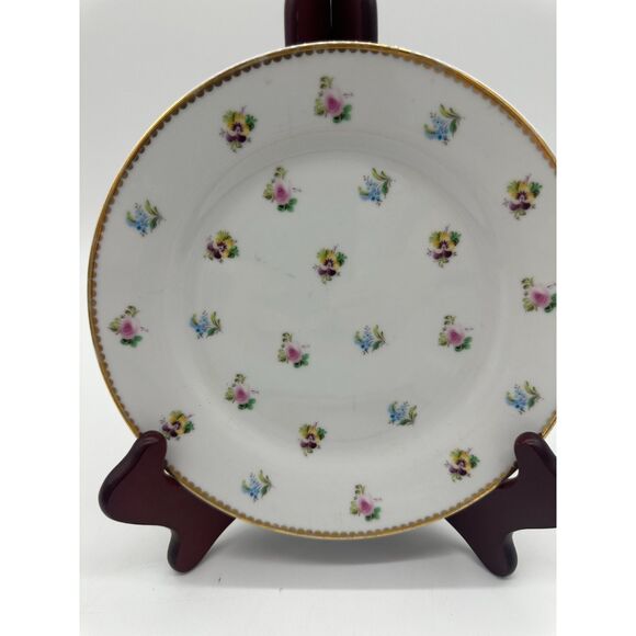 I. Godinger & Company 8” Rosebud Dessert Plate Gold Trim EUC - Picture 1 of 5